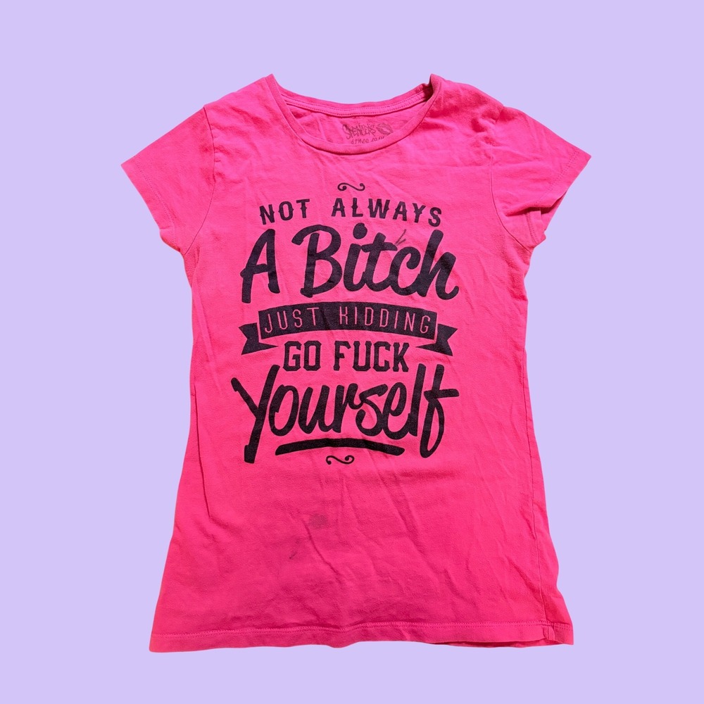 Y2K Spencers Not Always A B*** Graphic Tee Pink Short Sleeve T-Shirt Scene #17